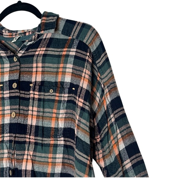 Intimately Free People Cropped Flannel Top Womens Small Long Sleeve Cozy Outdoor - Picture 8 of 9